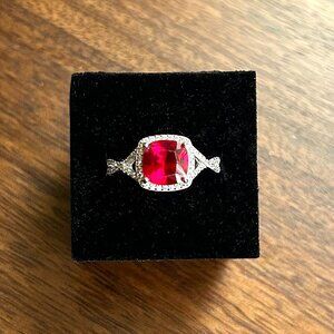 New STERLING SILVER .925 Simulated Ruby Cz Ring Size 8